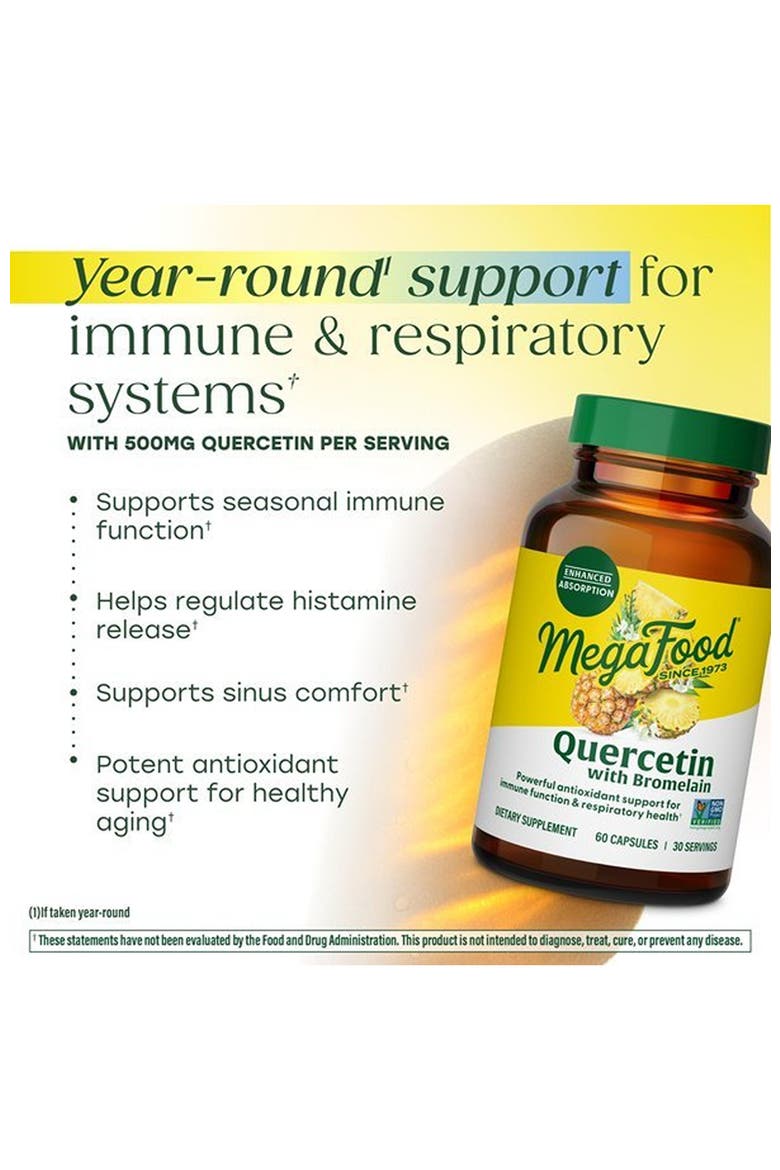 Quercetin with Bromelain Supplement, Respiratory & Seasonal Immune Support, Vegan, 60 Capsules, Alternate, color, None