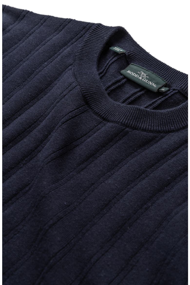 Canning Street Short Sleeve Stripe Cotton & Hemp Crewneck Sweater, Alternate, color, MIDNIGHT