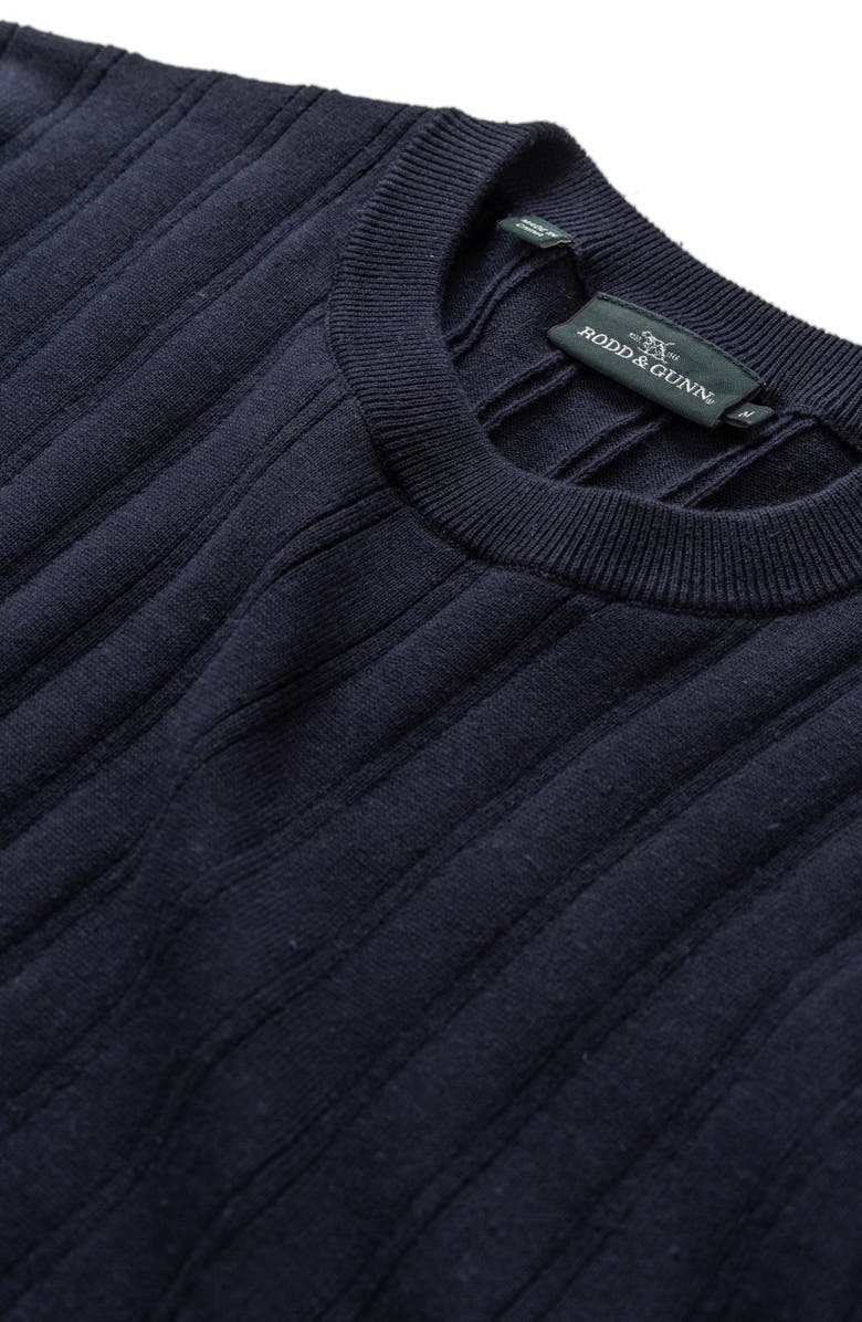 Rodd & Gunn Canning Street Short Sleeve Stripe Cotton & Hemp Crewneck Sweater, Alternate, color, Midnight