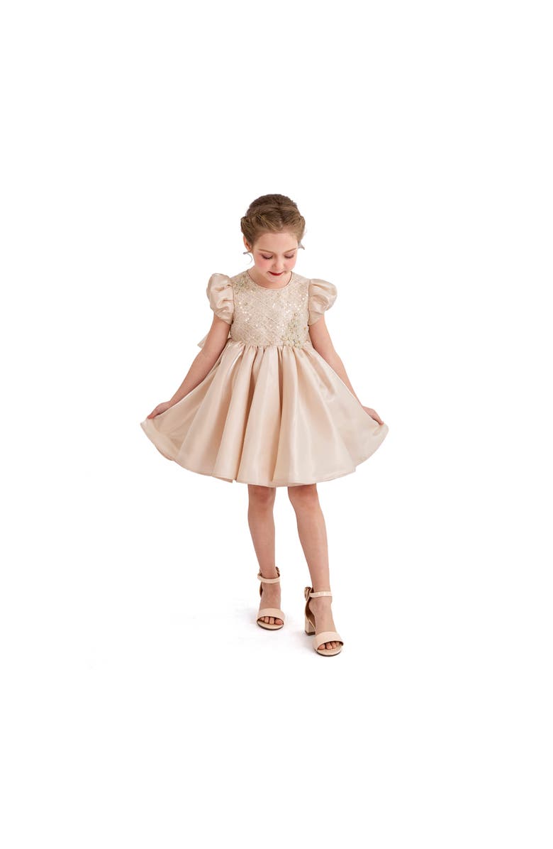 Tulleen Luna Satin Bow Occasion Dress, Alternate, color, Champagne