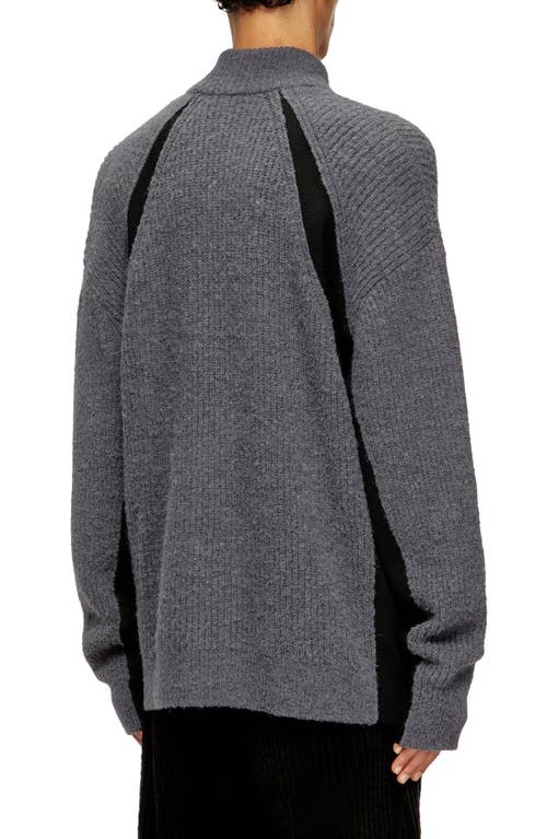 Diesel Alpaca-blend Jumper With Contrast Inserts In Gray