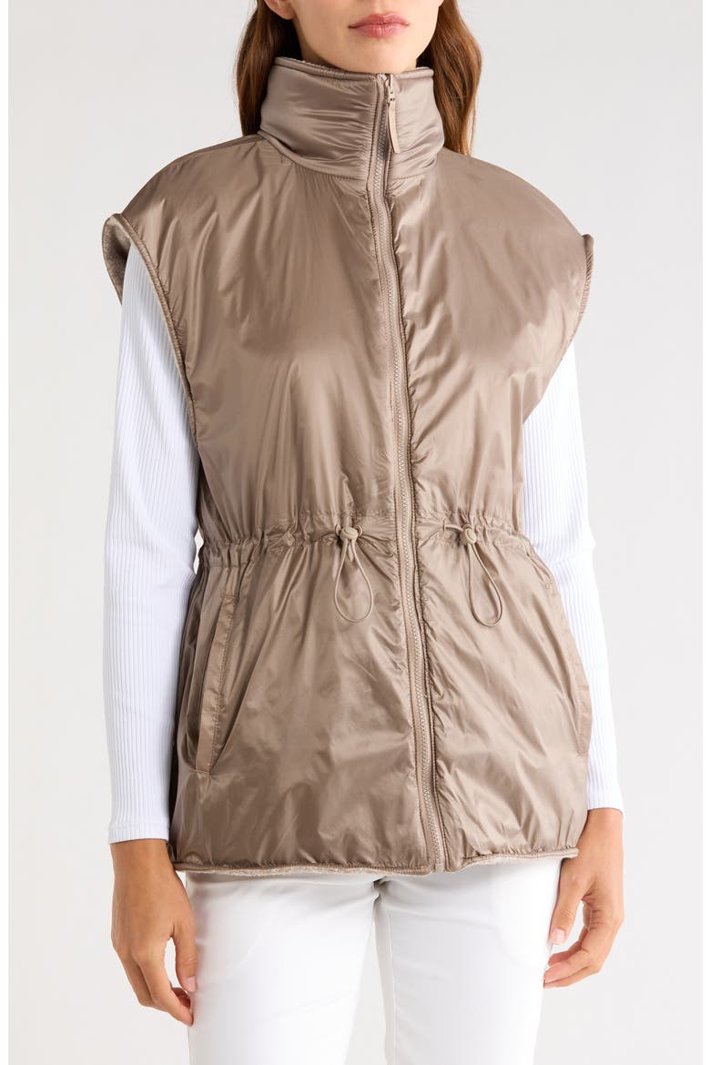 Reversible Fleece & Nylon Vest, Alternate, color, MOCHA MELA