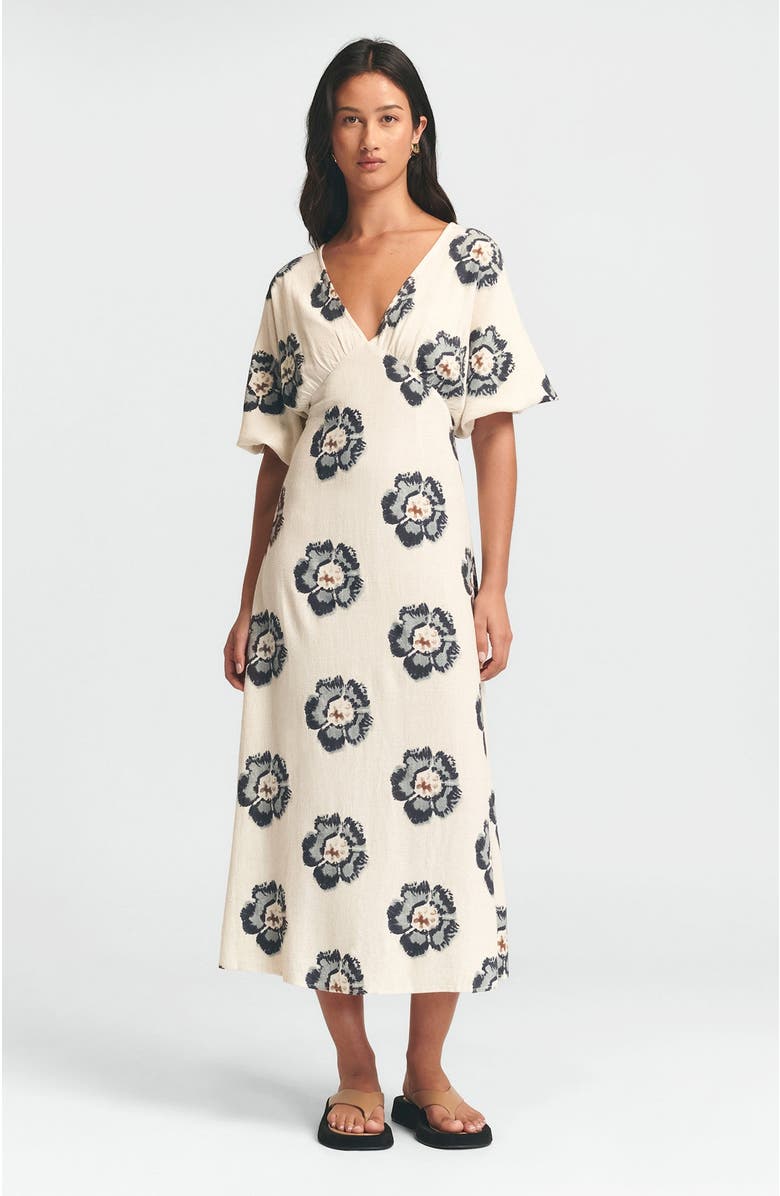 ST MRLO Palm Midi Dress, Main, color, Navy Floral