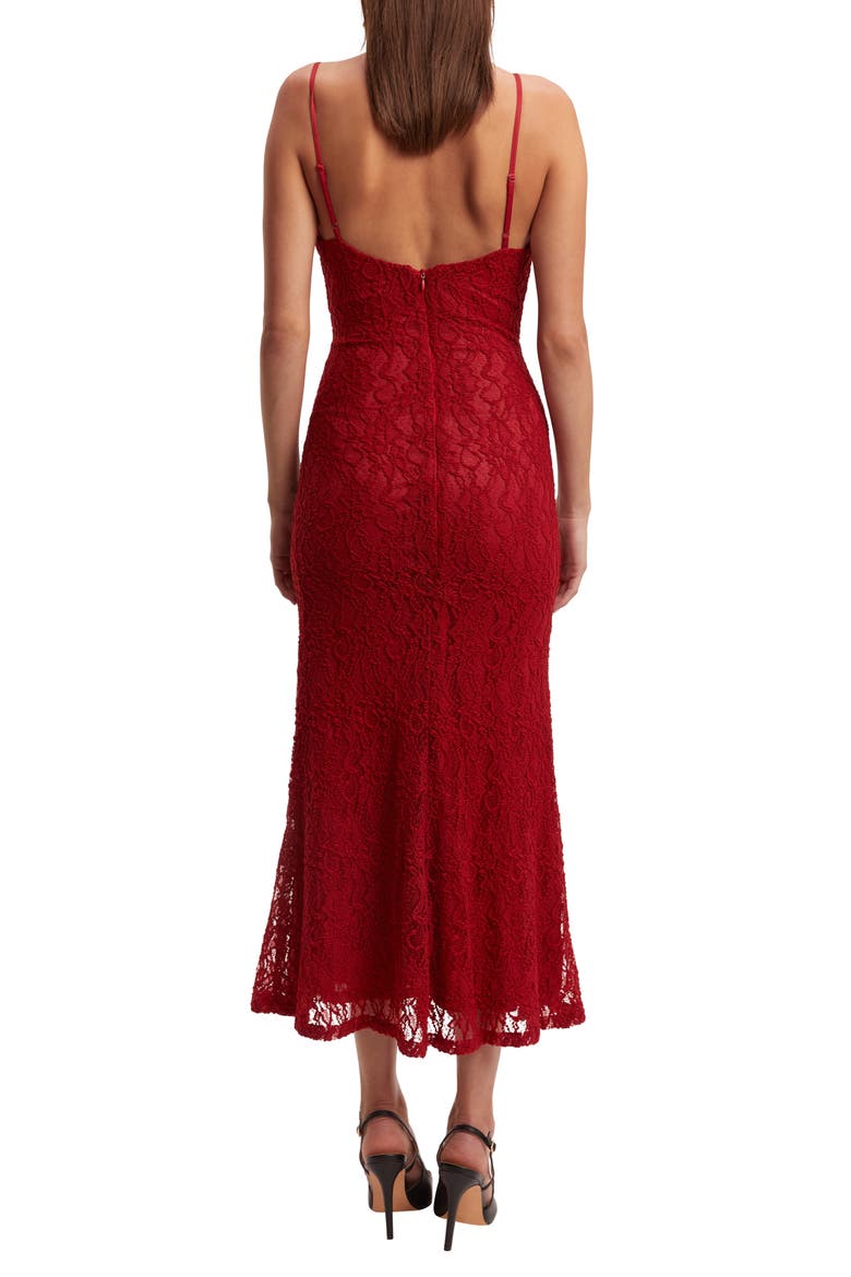Ruby Lace Sleeveless Midi Dress, Alternate, color, RED