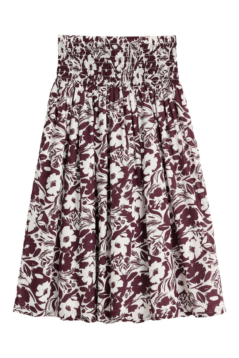 Rosemary Floral Organic Cotton Smocked Waist Midi Skirt, Alternate, color, SUMMER SHADOWS CACAO