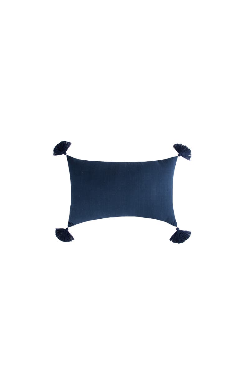 Bree Vertical Stripe Tasseled Cotton Accent Pillow, Alternate, color, Blue