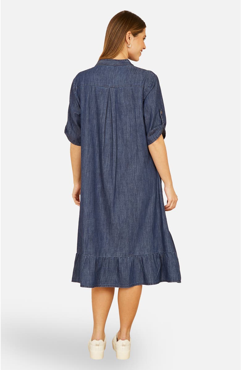 Yumi Denim Dip Hem Relaxed Fit Shirt Dress, Alternate, color, Blue