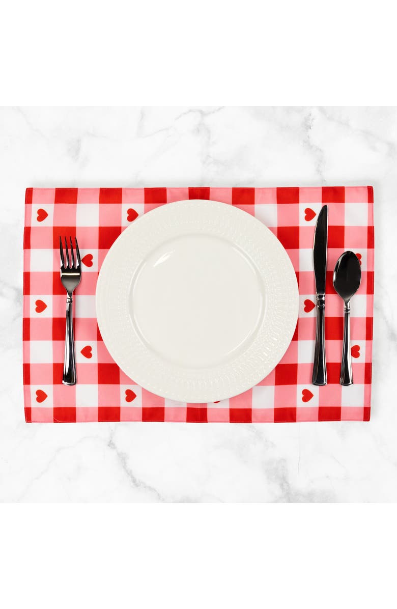 Northlight Checkered Hearts Valentine's Day Placemats - 18" - Set of 4, Alternate, color, Red