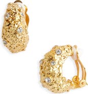 Karine Sultan Crystal Nest Clip-On Hoop Earrings