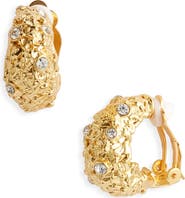 Karine Sultan Crystal Nest Clip-On Hoop Earrings