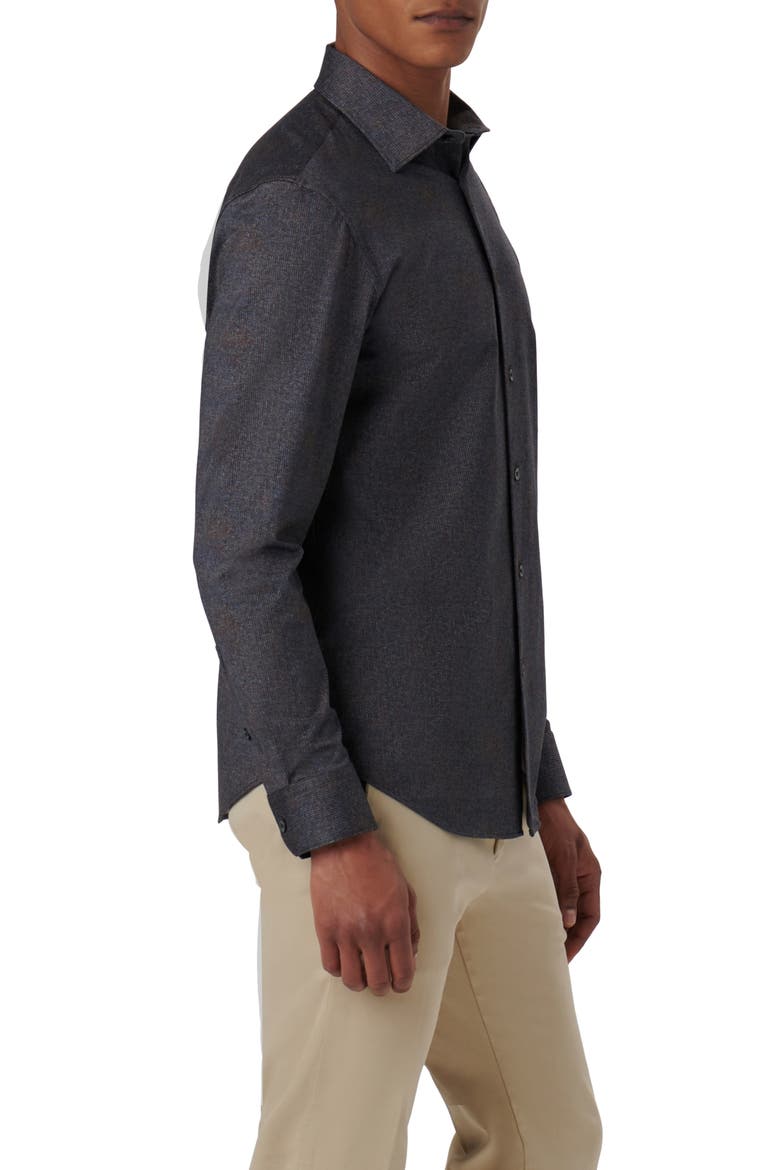 James OoohCotton® Mélange Button-Up Shirt, Alternate, color, BLACK