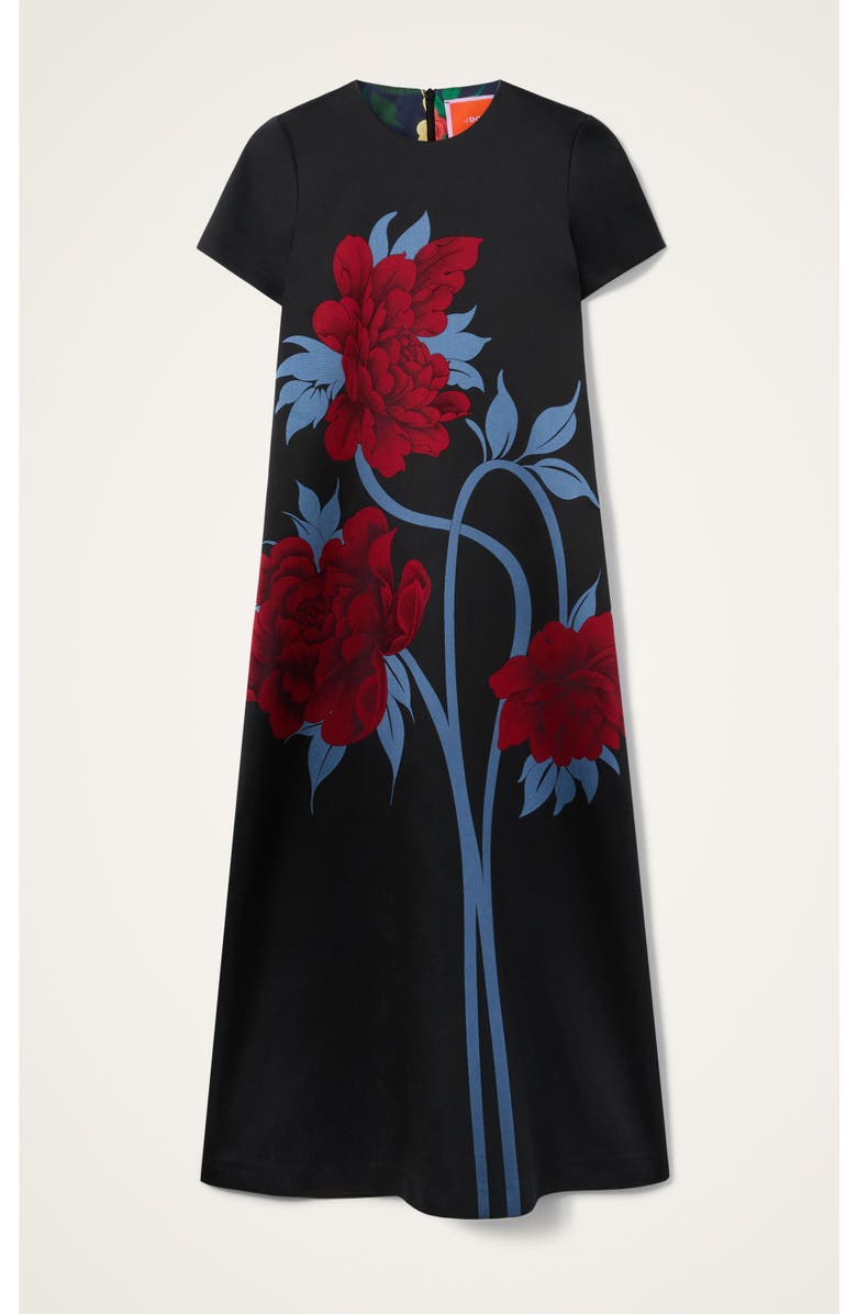 La DoubleJ Swing Dress, Alternate, color, Peonies Jacquard Blue