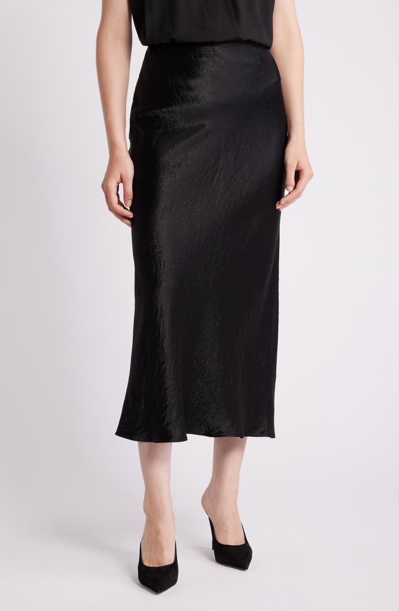 BOSS Vesatie Bias Cut Satin Maxi Skirt, Main, color, Blk