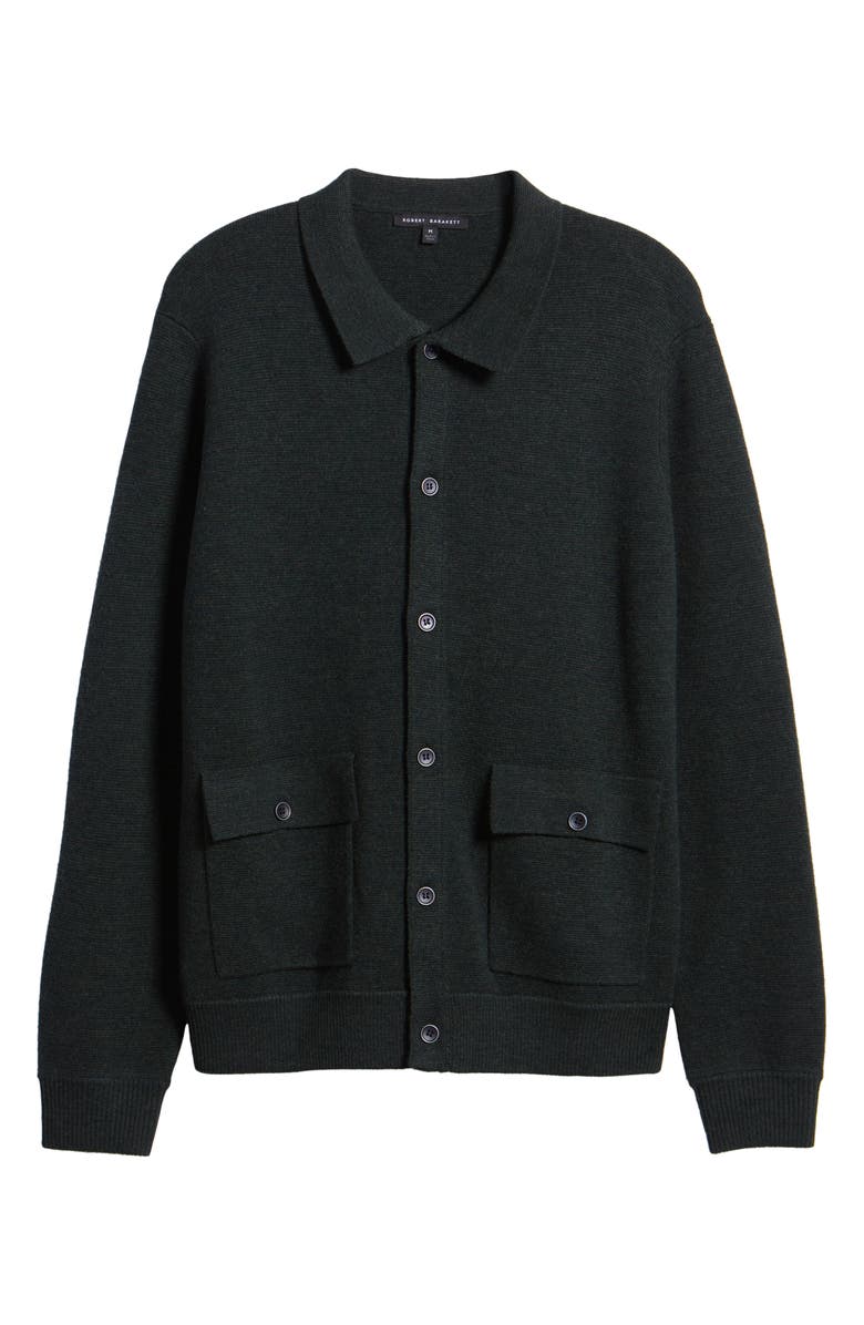 Robert Barakett Bristol Collared Merino Wool Milano Stitch Cardigan, Alternate, color, Olive