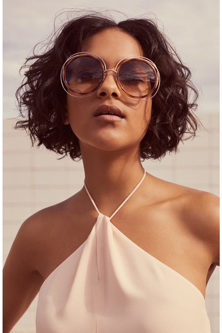 'Carlina' 58mm Round Sunglasses, Alternate, color, GOLD/ TRANSPARENT PEACH
