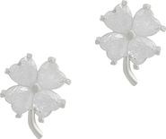 Spero London Four Leaf Clover Sterling Silver Stud Earrings - White