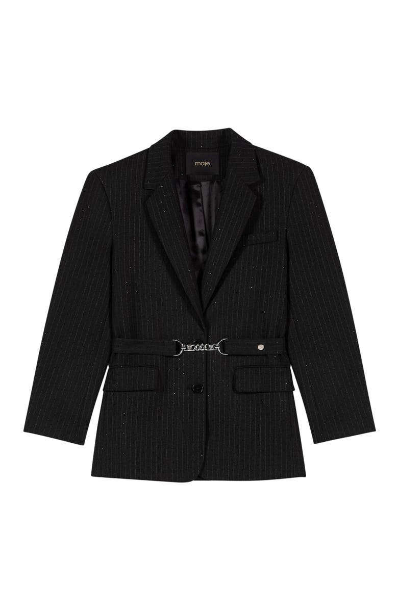 maje Rhinestone suit jacket, Alternate, color, Black