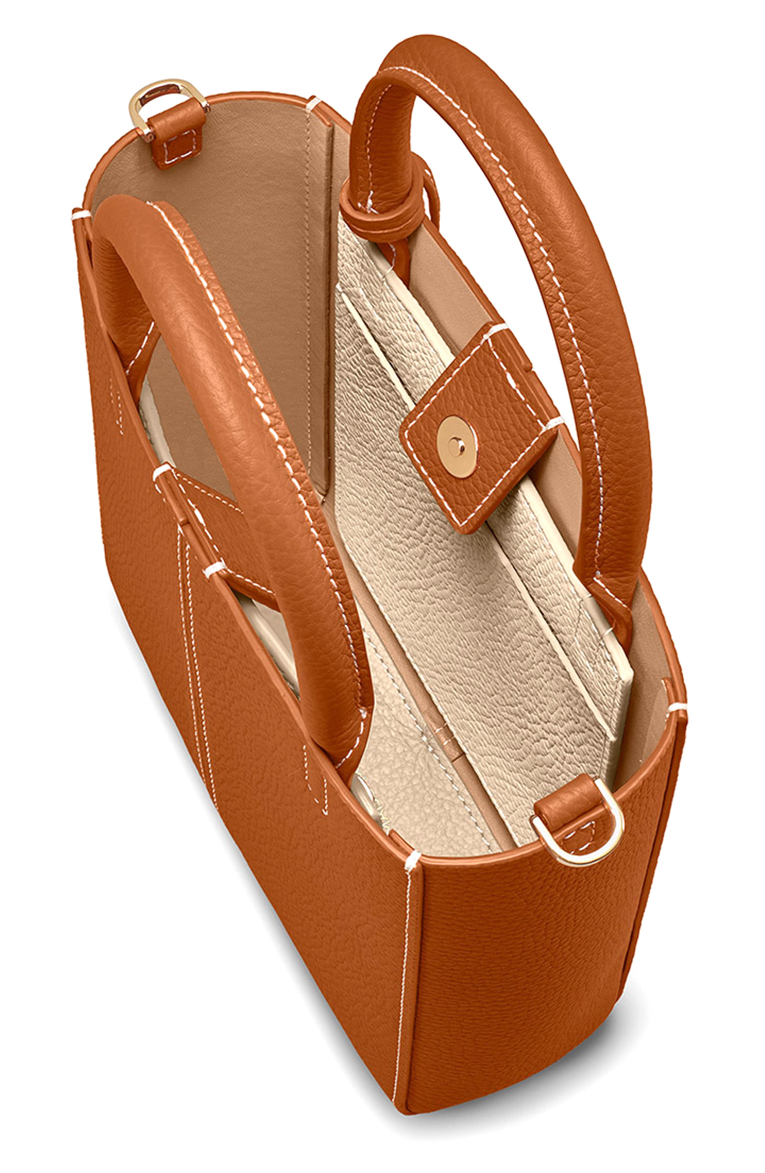 Mini Leather Soft Tote, Alternate, color, Pecan Nude