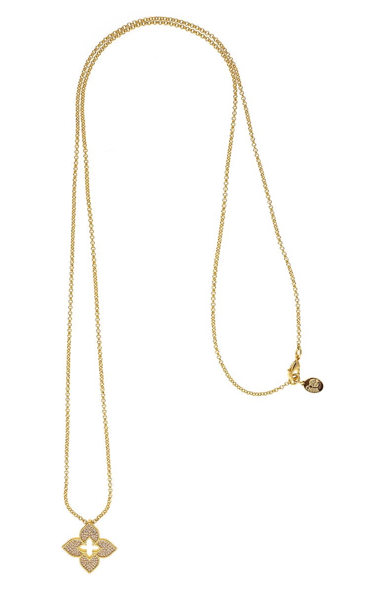 RIVKA FRIEDMAN Pavé CZ Flower Pendant Necklace, Main, color, Gold