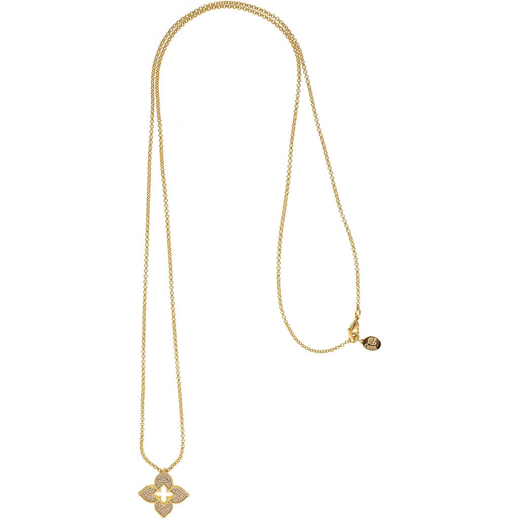 Rivka Friedman Pavé Cz Flower Pendant Necklace In Gold