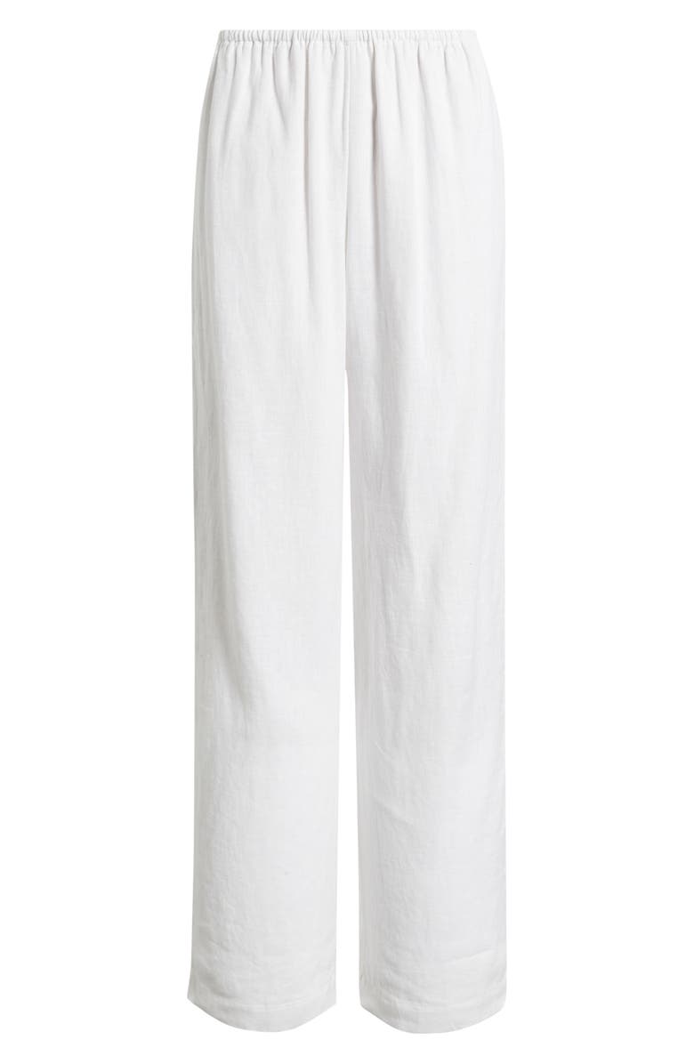 Caslon<sup>®</sup> Pull-On Wide Leg Linen Pants, Alternate, color, White
