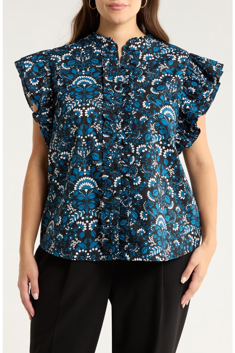 Etta Floral Print Sleeveless Top, Main, color, TEAL-MULTI