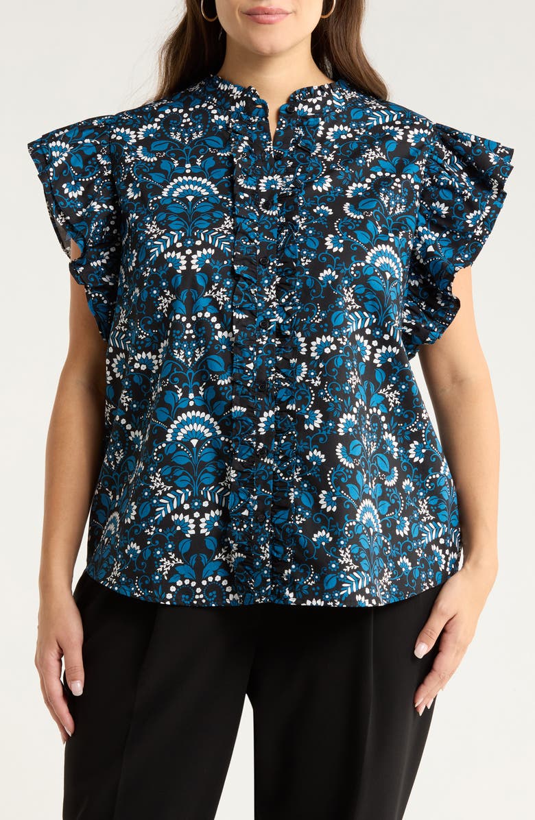 SUGARLIPS Etta Floral Print Sleeveless Top, Main, color, Teal-Multi