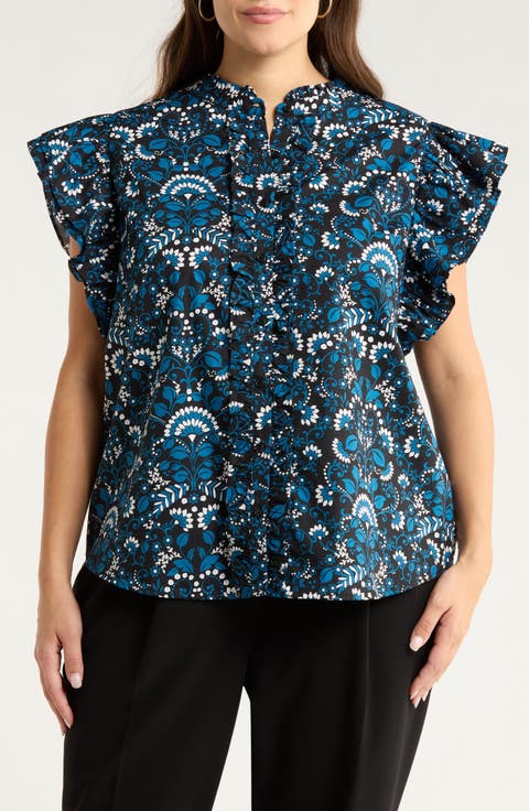 Etta Floral Print Sleeveless Top (Plus)