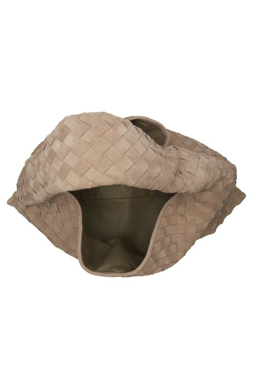 Bottega Veneta Large Hop Intrecciato Suede Hobo Bag In 1550 Mastice-m Brass