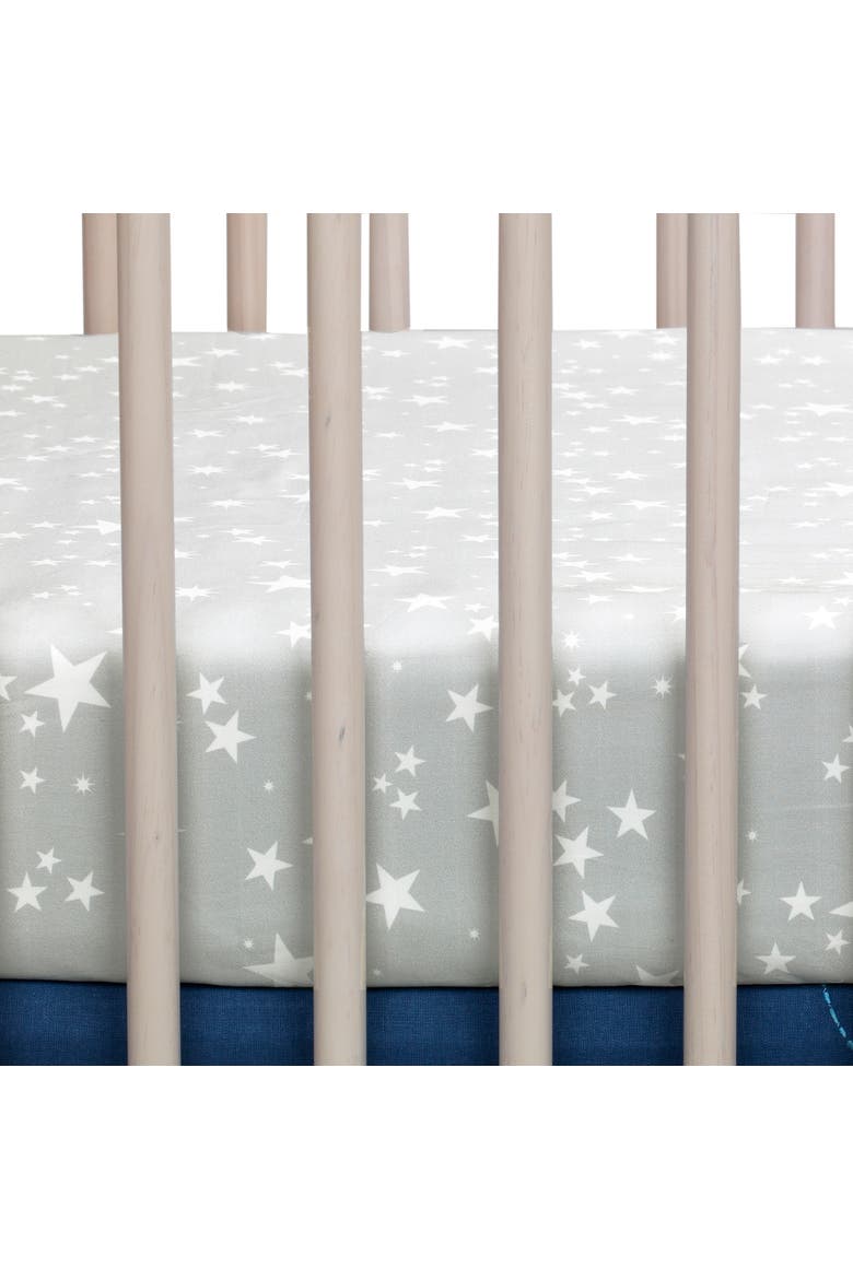 Milky Way Stars 100% Cotton Baby Fitted Crib Sheet, Alternate, color, Gray