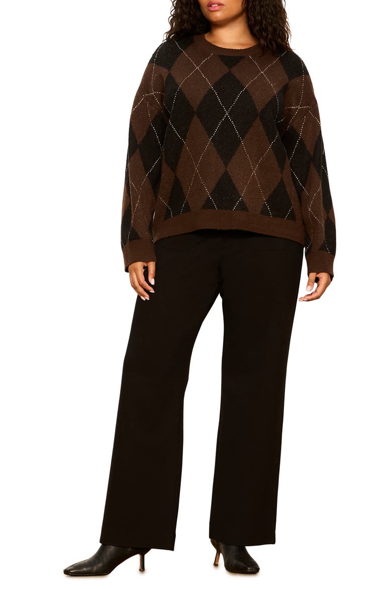 Argyle Crew Pullover, Alternate, color, ESPRESSO BROWN ARGYLE