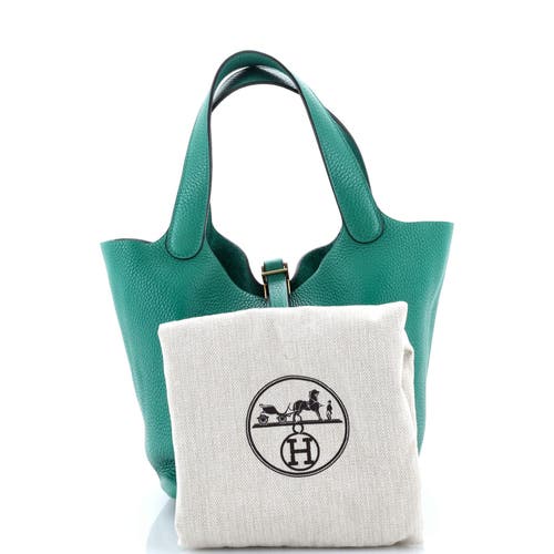 Pre-owned Hermes Hermes Picotin Lock Bag Clemence Mm In Green