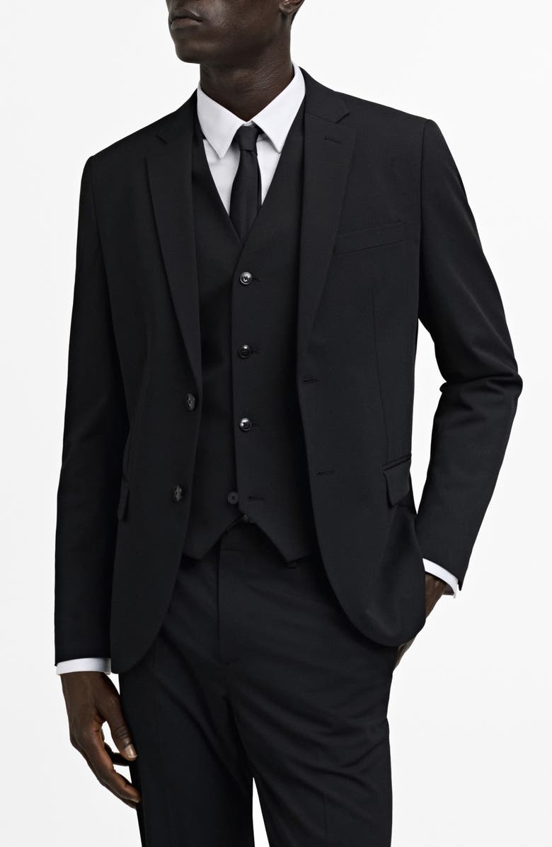 MANGO Superslim Fit Stretch Sport Coat, Main, color, Black
