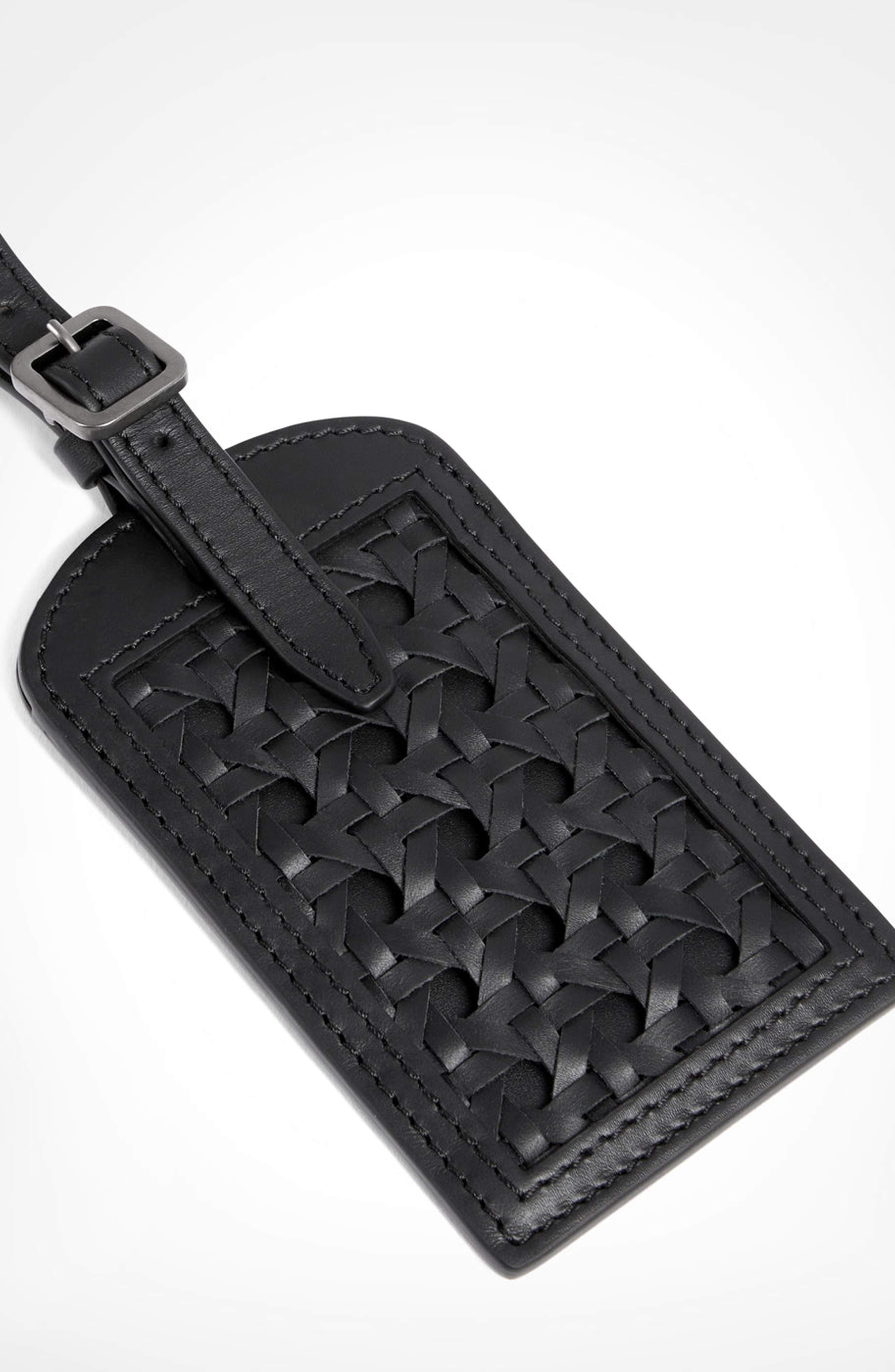 Aviteur Paglia di Vienna Weave Calfskin Luggage Tag, Alternate, color, Black