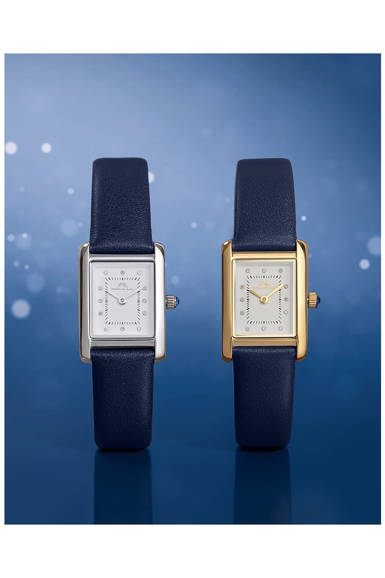 Karolina Diamond Leather Strap Watch, 21.5mm x 30mm - 0.06 ctw, Alternate, color, SILVER-BLUE