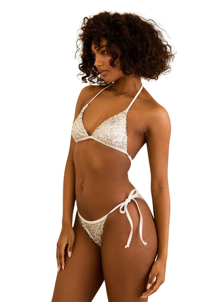 Dippin Daisys Prince Triangle Bikini Top, Alternate, color, Silver