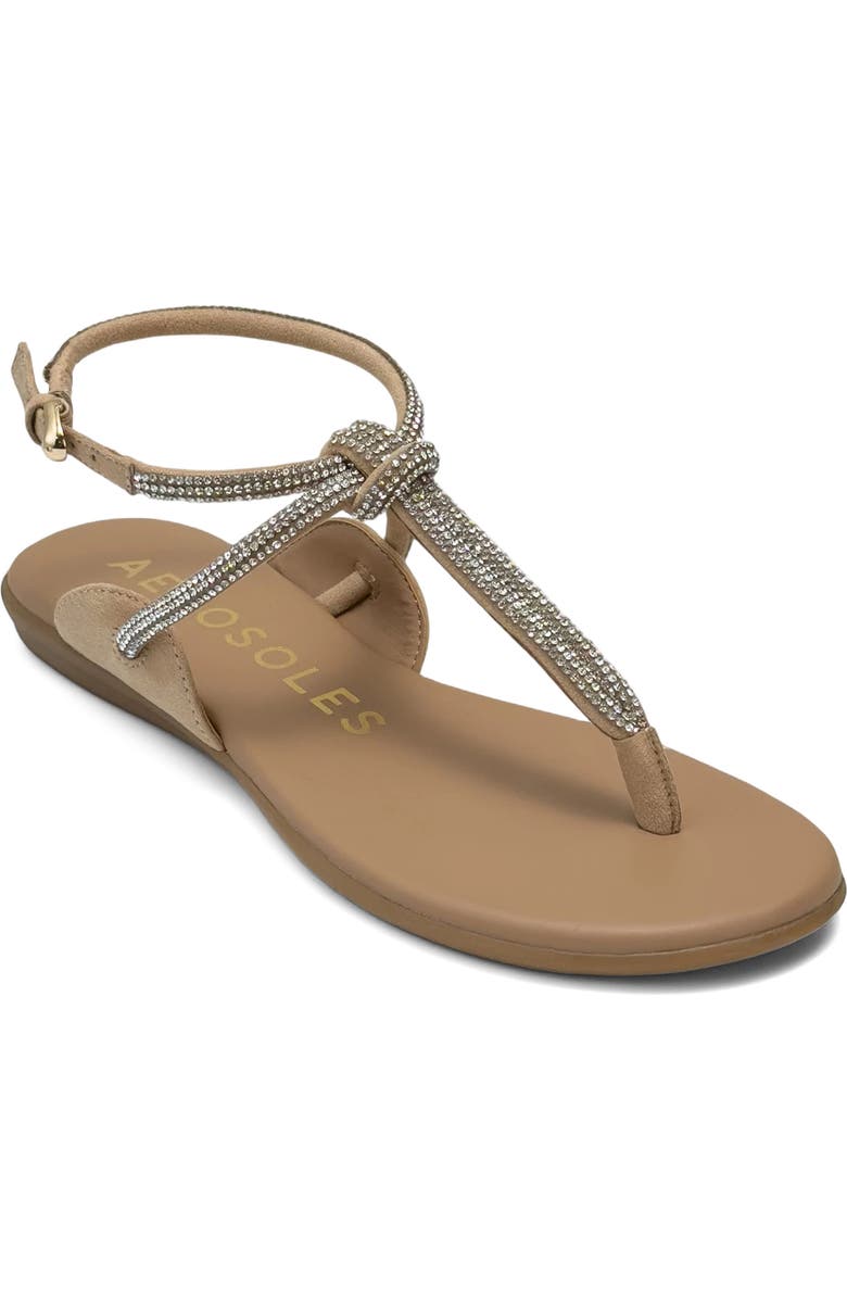 Aerosoles Gioiosa Ankle Strap Sandal, Main, color, Beige Bisque Fx Suede/ Crystal