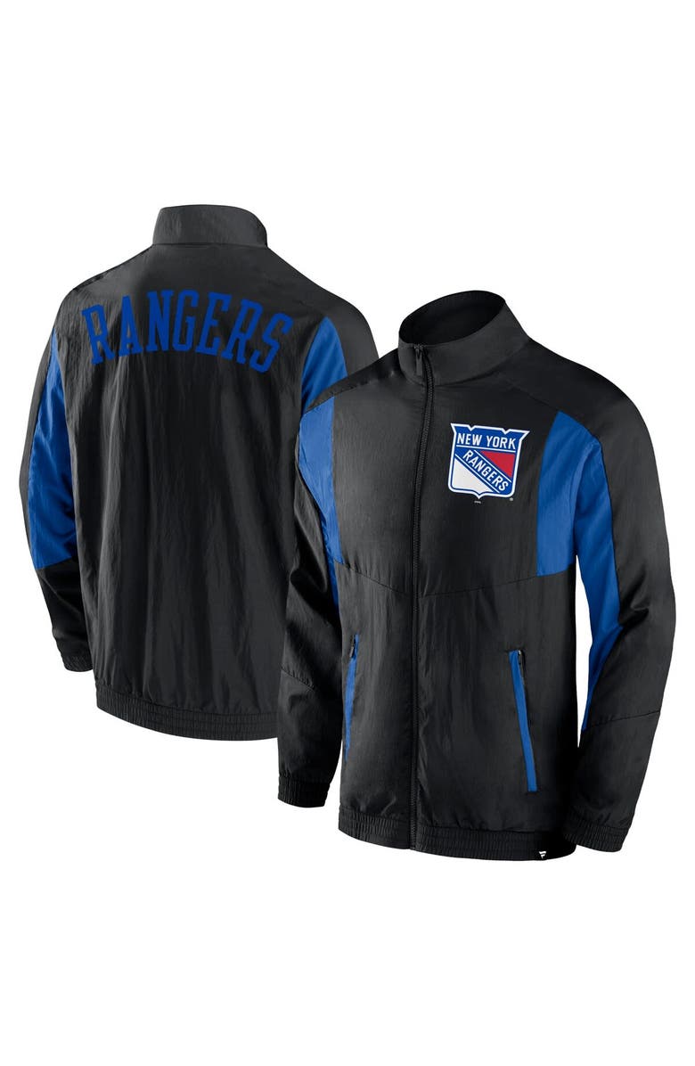 FANATICS Men's Fanatics Branded Black New York Rangers Step Up Crinkle Raglan Full-Zip Windbreaker Jacket, Main, color, Black