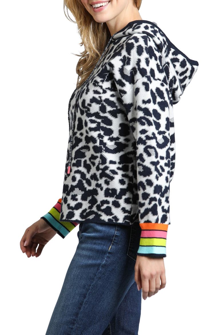 Animal Pattern Hoodie, Alternate, color, WHITE MULTI