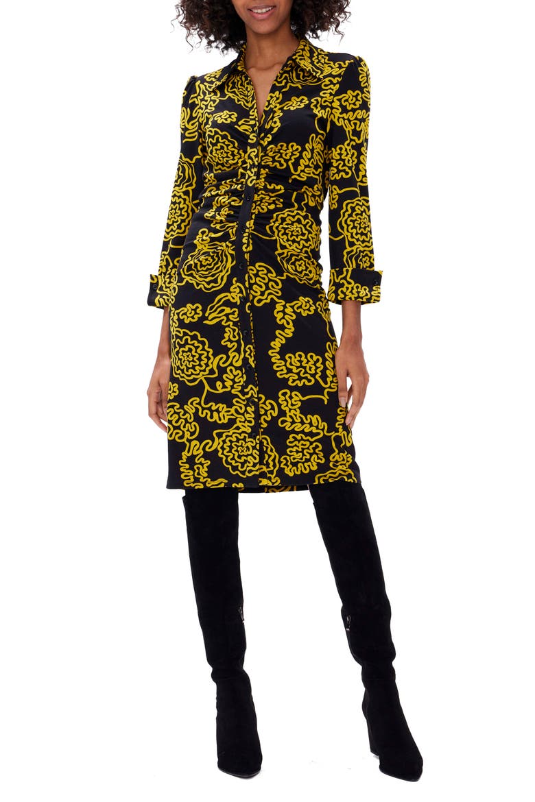 Sheska Floral Shirtdress, Main, color, LINE DRAWING