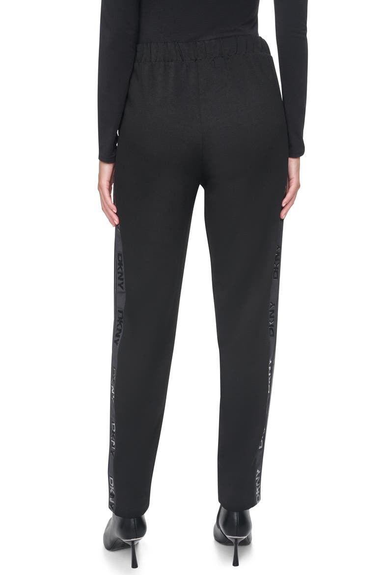 Faux Leather & Ponte Joggers, Alternate, color, BLACK