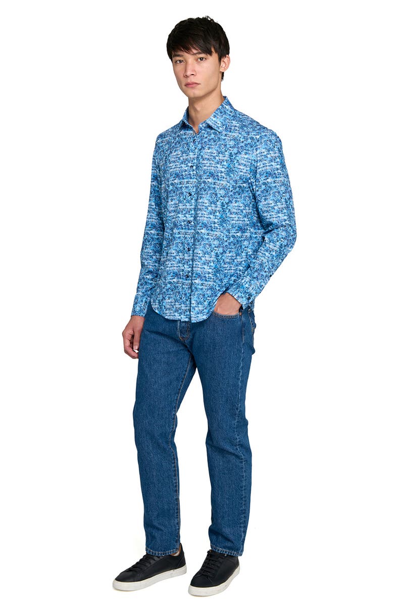 Brooklyn Brigade Shadow Floral Print Woven Long Sleeve Basic, Alternate, color, Brown/Blue