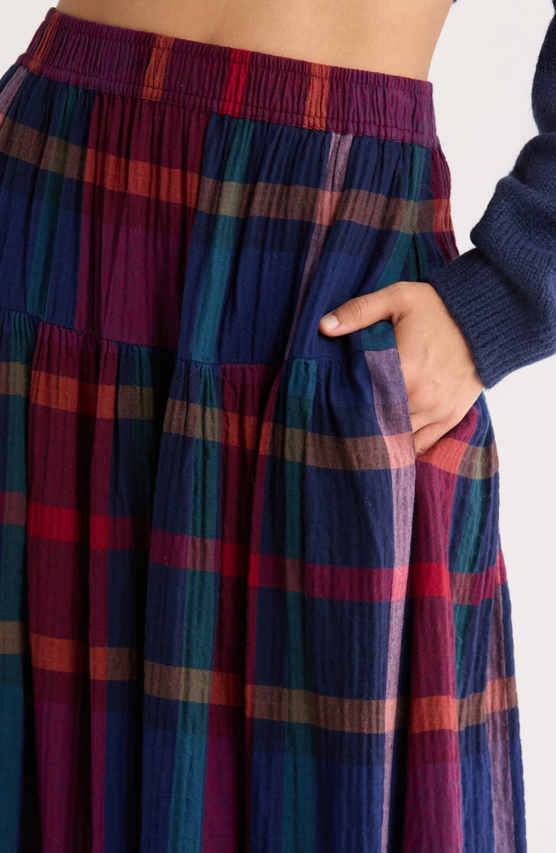 Marine Layer Gia Plaid Midi Skirt, Alternate, color, Blue Multi Plaid