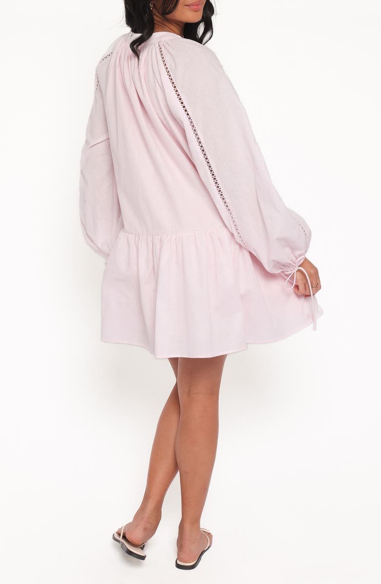 Petal & Pup Hart Long Sleeve Cotton & Linen Minidress, Alternate, color, Pink
