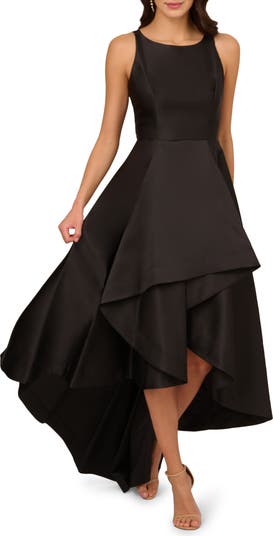 （US発）Adrianna Papell アシンメトリーハイローミカドガウン High Low Mikado Gown With Asymmetrical Detail In Midnight