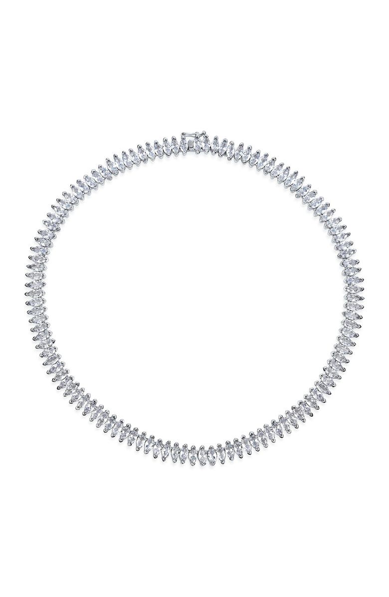 BLING JEWELRY Bridal Marquis Cubic Zirconia Tennis Necklace, Main, color, 