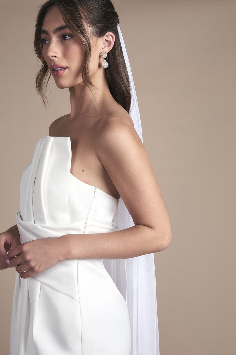 Strapless Bow Wedding Maxi Dress, Alternate, color, White