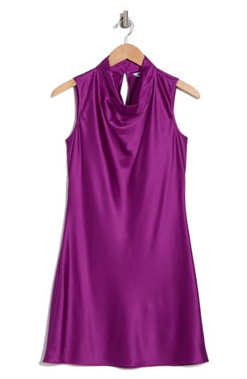 Veronica Beard Maelle Draped Stretch Silk Minidress In Dark Violet