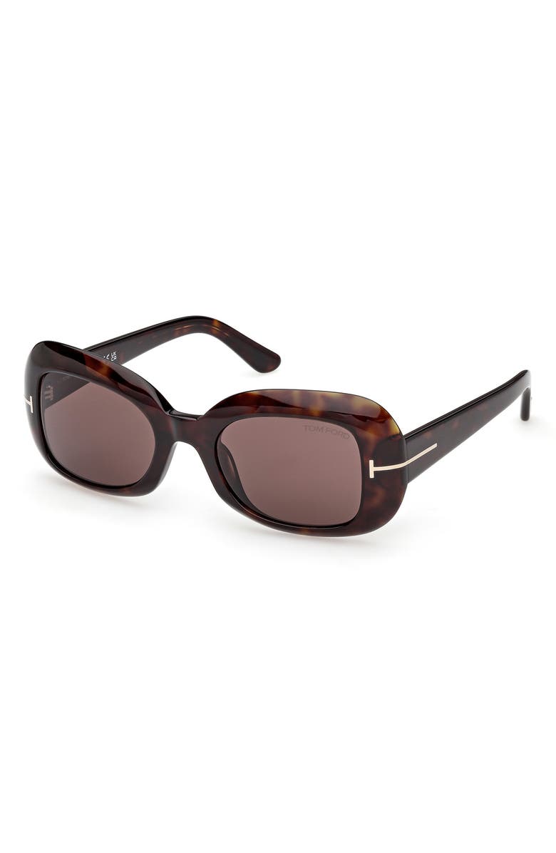 TOM FORD 51mm Rectangle Sunglasses, Alternate, color, Dark Havana / Brown