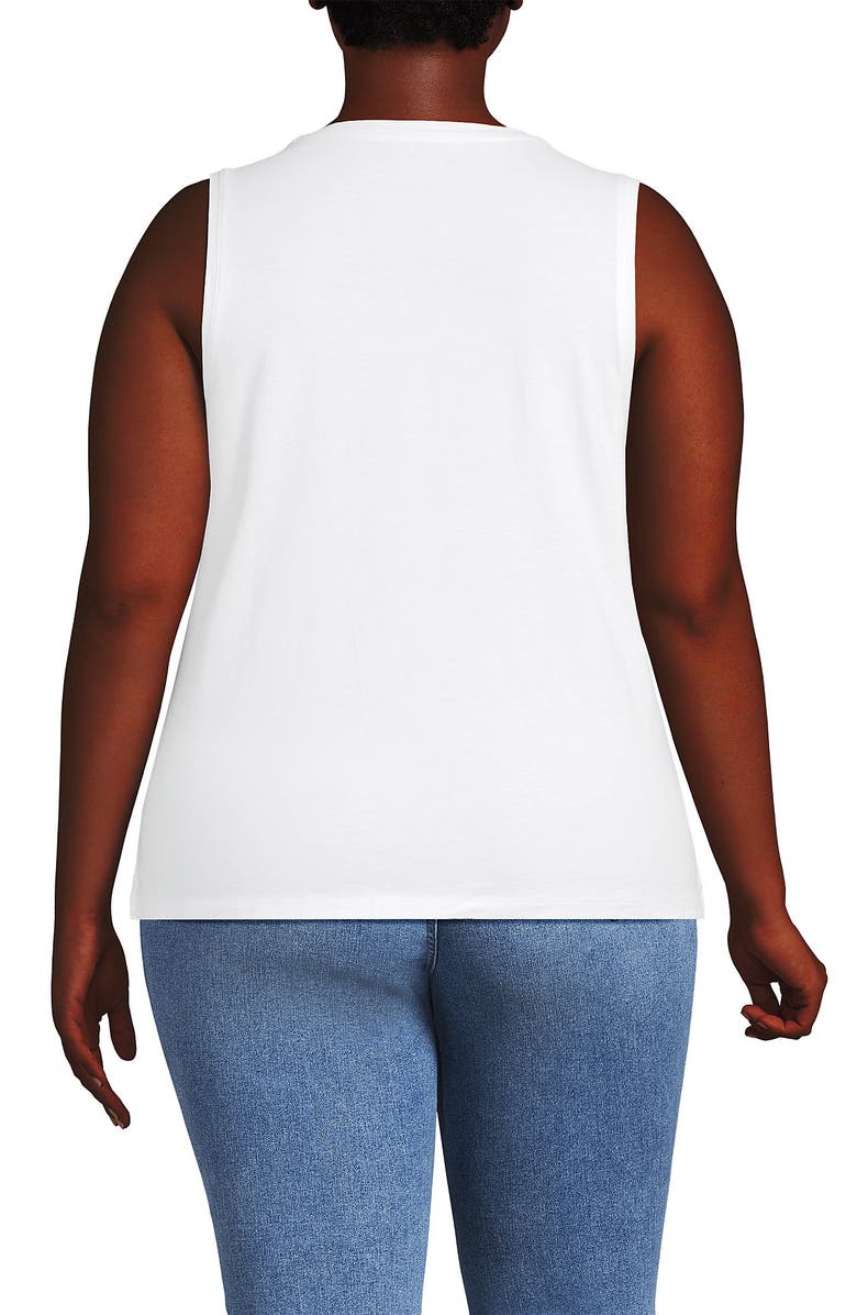 Lands' End Plus Size Supima Cotton Crew Neck Tank, Alternate, color, White